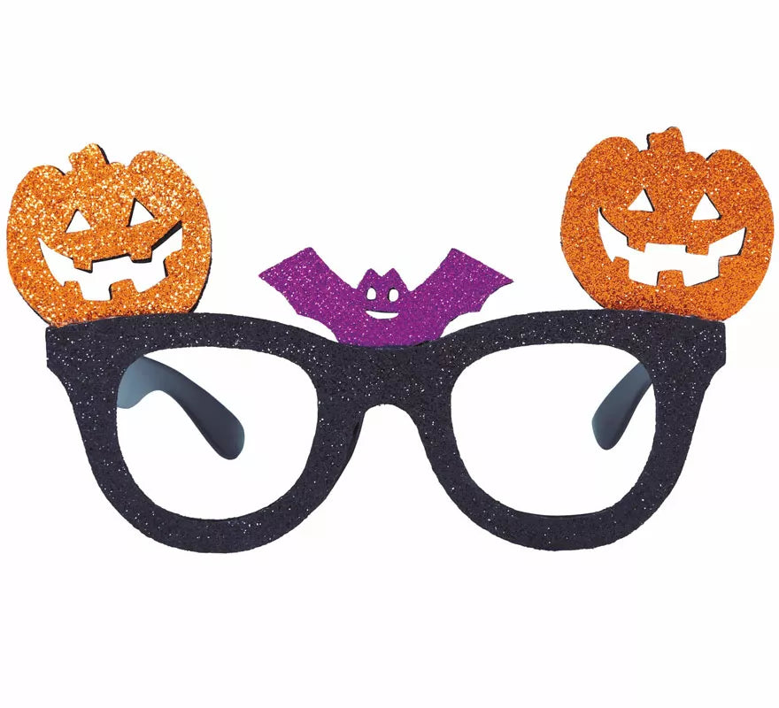 Gafas Negras con Calabazas y Murciélago