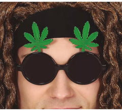 Black Glasses with Marijuana Leaves