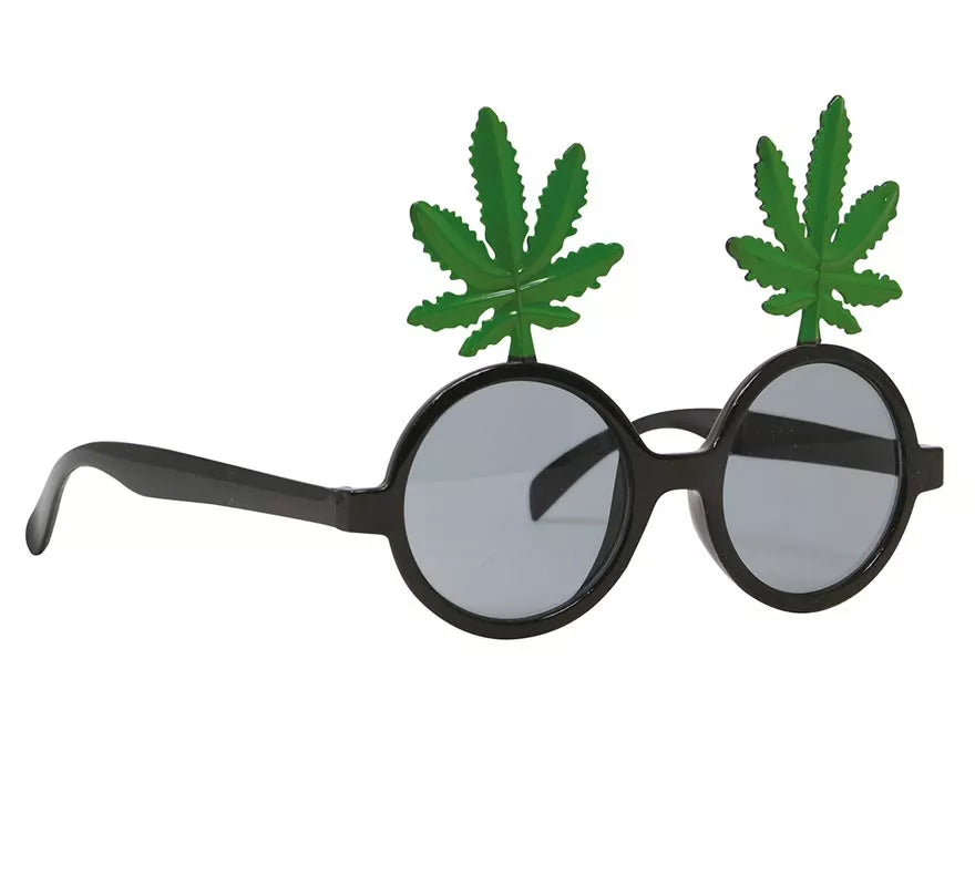 Gafas Negras con Hojas de Marihuana