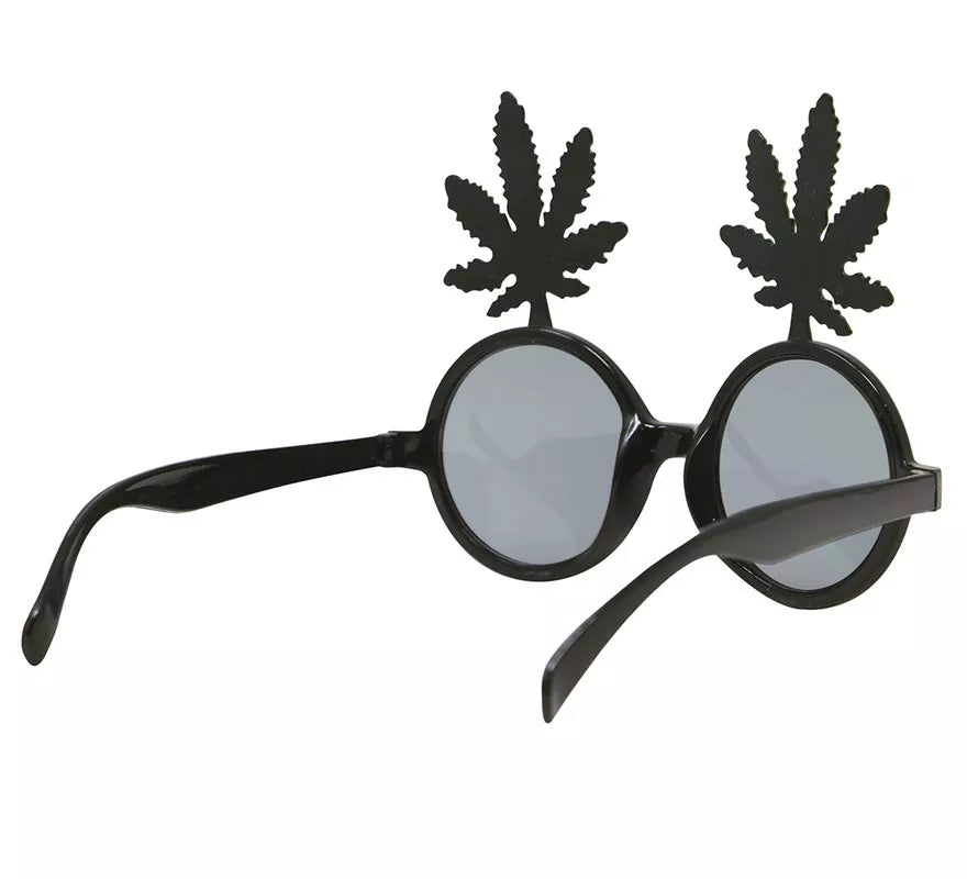 Gafas Negras con Hojas de Marihuana