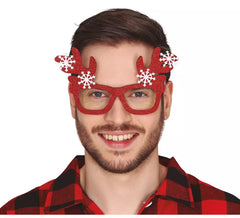 Red Glasses with Reindeer Antlers