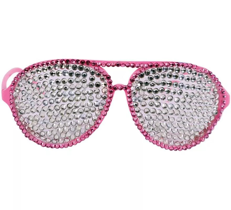 Gafas Rosa con Brillantes Plateados