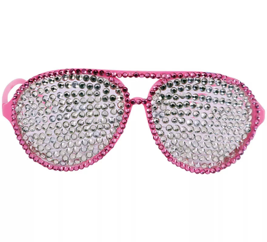 Gafas Rosa con Brillantes Plateados