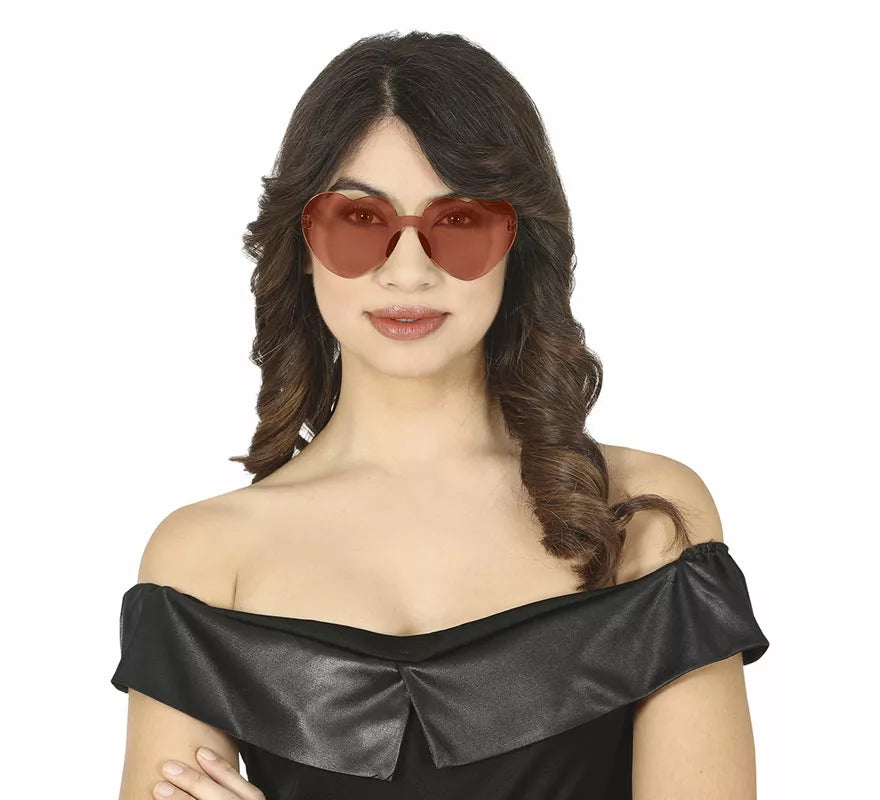 Gafas Transparentes de Corazón rojo
