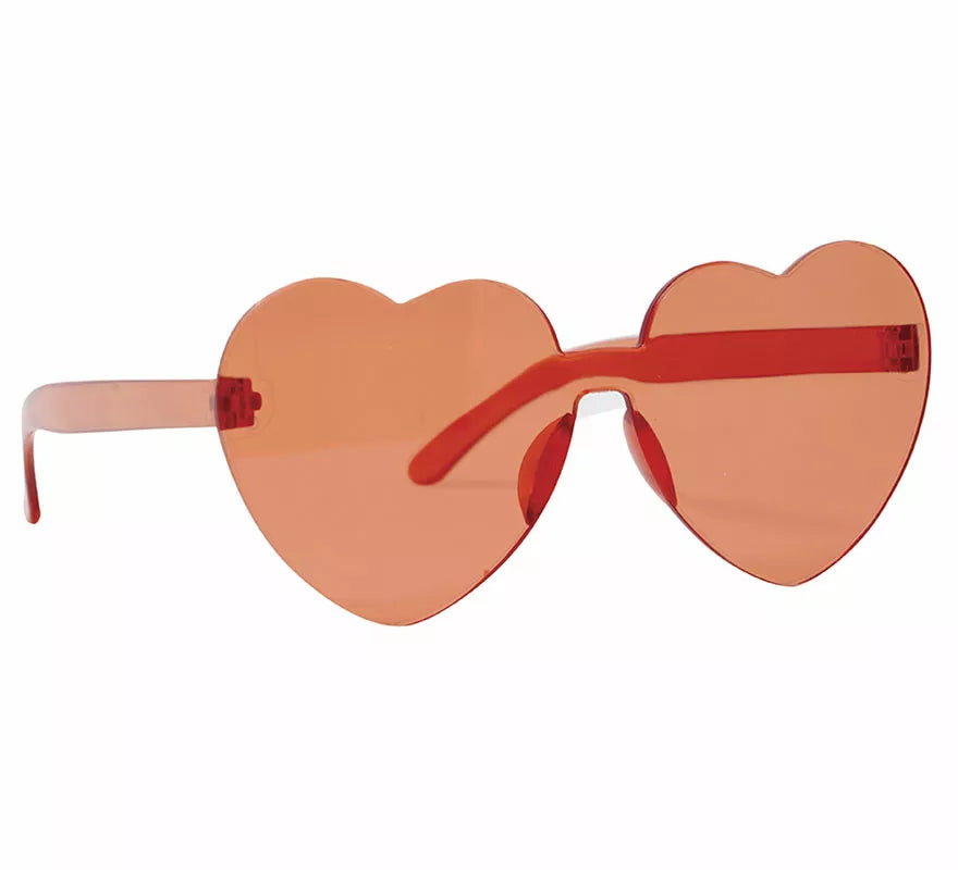 Gafas Transparentes de Corazón rojo