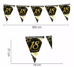 18 Years Birthday and Anniversaries Paper Pennant 300 cm 19X27 cm