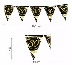 30 Years Birthday and Anniversaries Paper Pennant 300 cm 19X27 cm