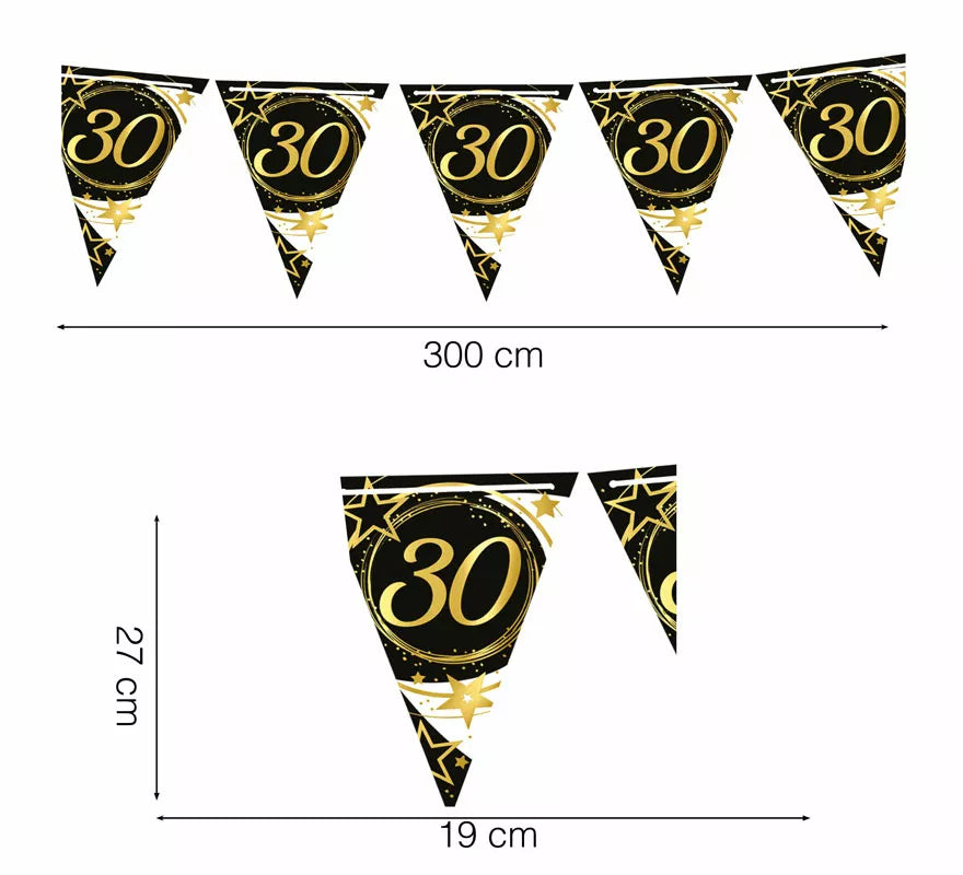 Translation missing: en.Gallardete 30 Años Cumpleaños y Aniversarios de Papel de 300 cm 19X27 cm
