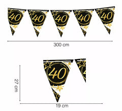 40 Years Birthday and Anniversaries Paper Pennant 300 cm 19X27 cm