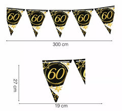 60 Years Birthday and Anniversaries Paper Pennant 300 cm 19X27 cm