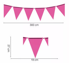 Neon Fuchsia Paper Pennant 300 cm 19X27 cm