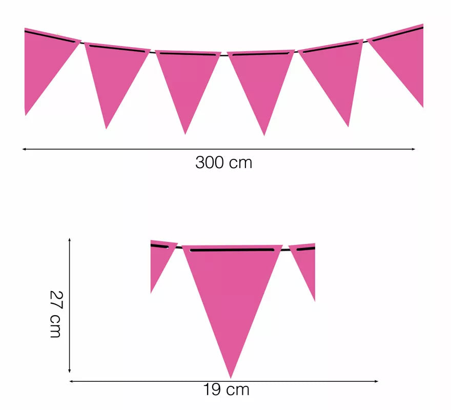 Translation missing: en.Gallardete Neón Fucsia de Papel de 300 cm 19X27 cm