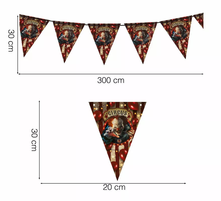 Gallardete Payaso de Papel de 300 cm 19X27 cm
