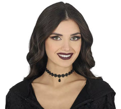 Black Flower Embroidered Choker