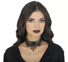 Black Rose Embroidered Choker
