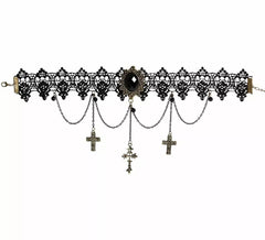 Gothic Choker with Black Gems