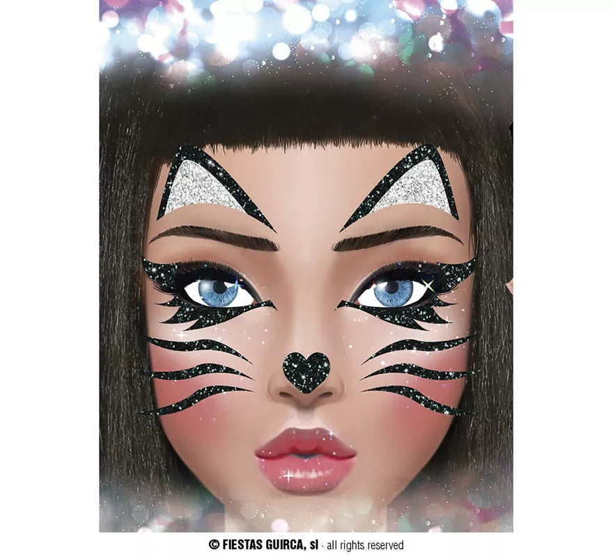 Brillantina Facial Gatita de 20x20 cm
