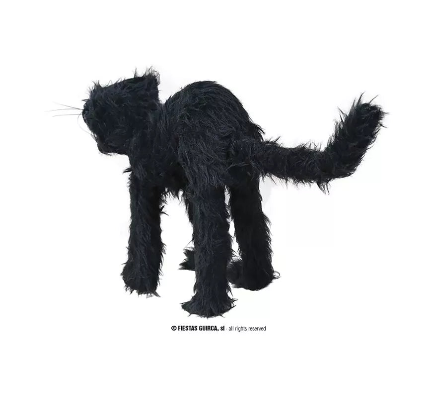 Gato Salvaje Peludo negro de 30 cm
