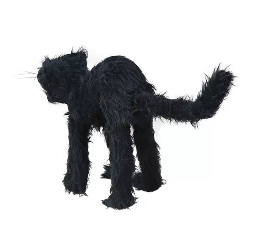 Gato Salvaje Peludo negro de 30 cm