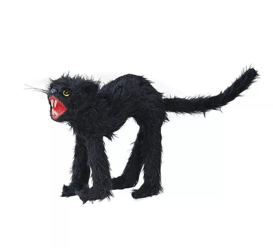 Gato Salvaje Peludo negro de 30 cm