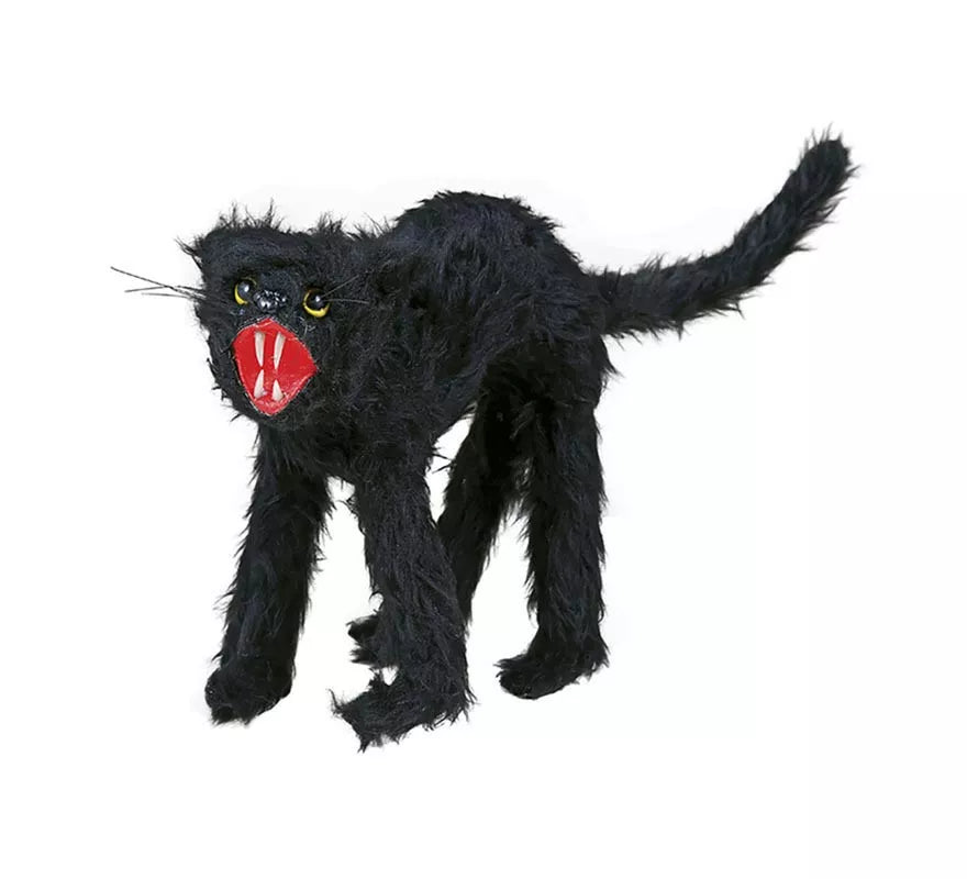 Gato Salvaje Peludo negro de 30 cm