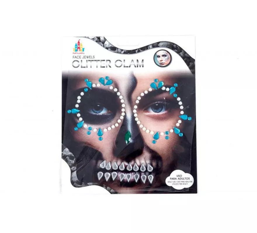 Translation missing: en.Gemas Faciales Adhesivas Calavera azul turquesa