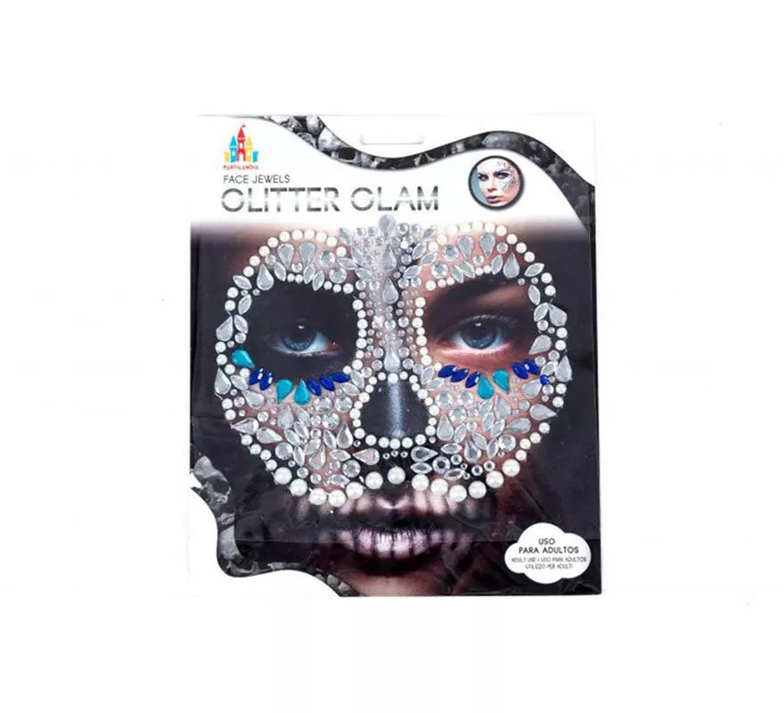 Translation missing: en.Gemas Faciales Adhesivas Calavera azul y plateada