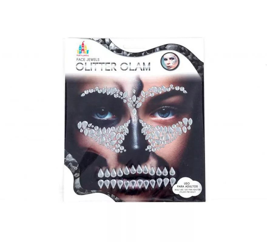 Translation missing: en.Gemas Faciales Adhesivas Calavera plateada