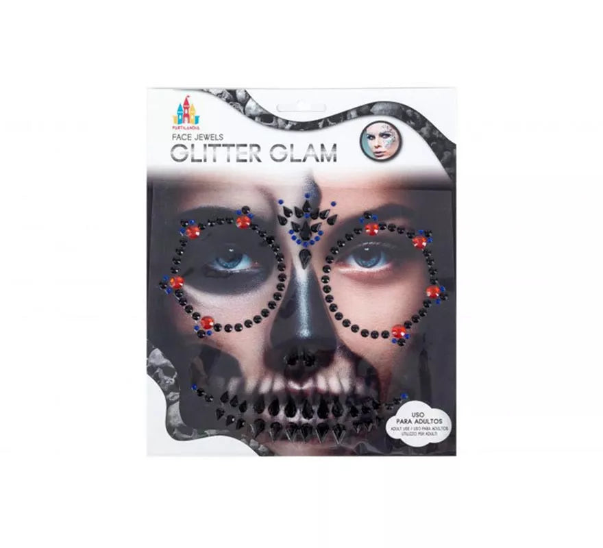 Gemas Faciales Adhesivas Calavera rojo y negro