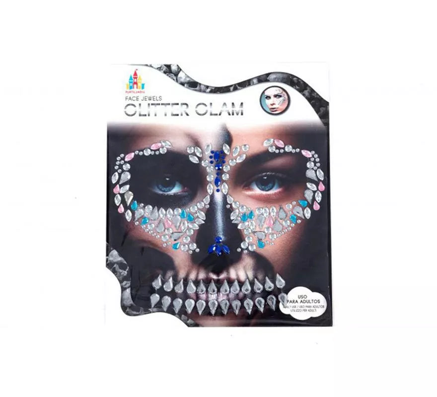 Gemas Faciales Adhesivas Calavera rosa y turquesa