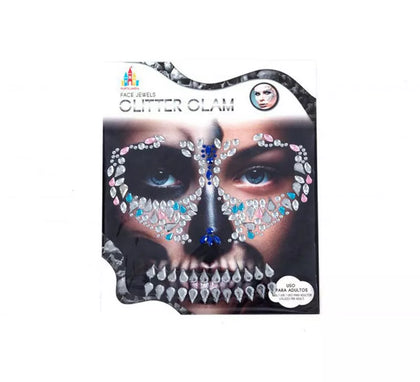 Gemas Faciales Adhesivas Calavera rosa y turquesa