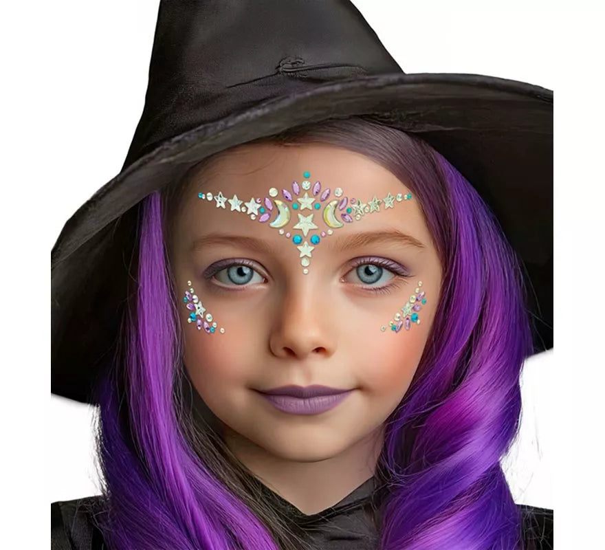 Gemas Faciales Adhesivas de Bruja Infantil