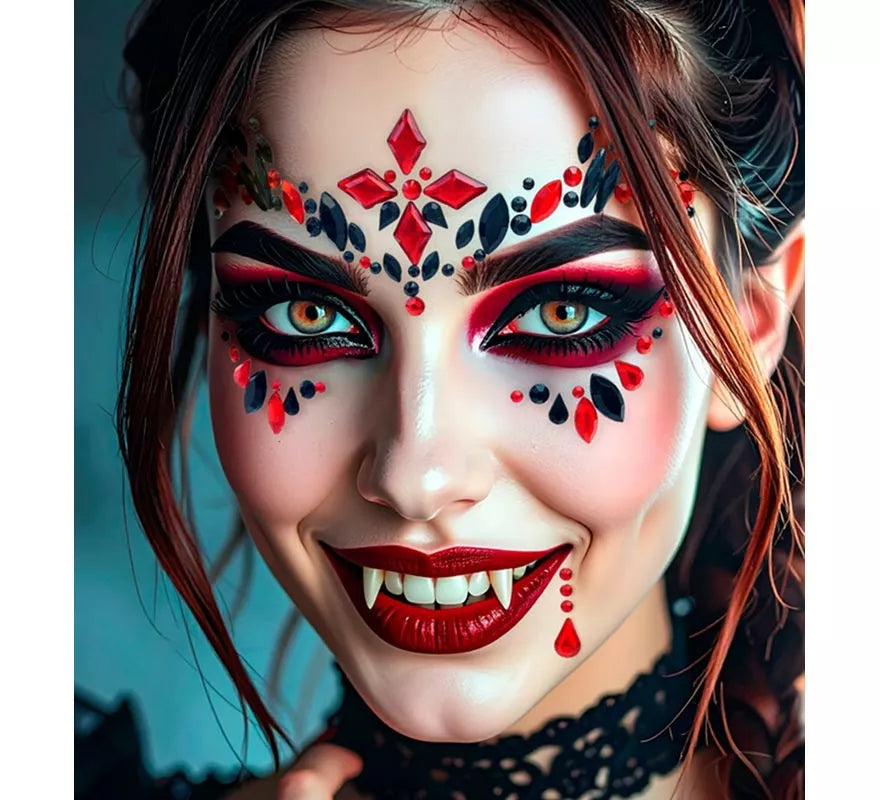 Gemas Faciales Adhesivas de Vampiresa Gótica