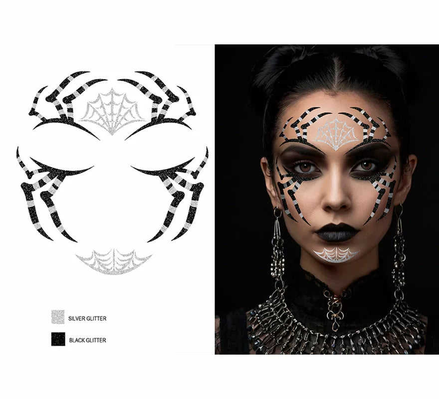 Translation missing: en.Glitter Face Araña negra de 13x15 cm