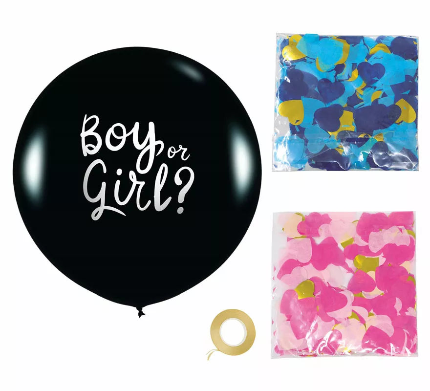 Globo Azul y Rosa con Confetti de 50 cm