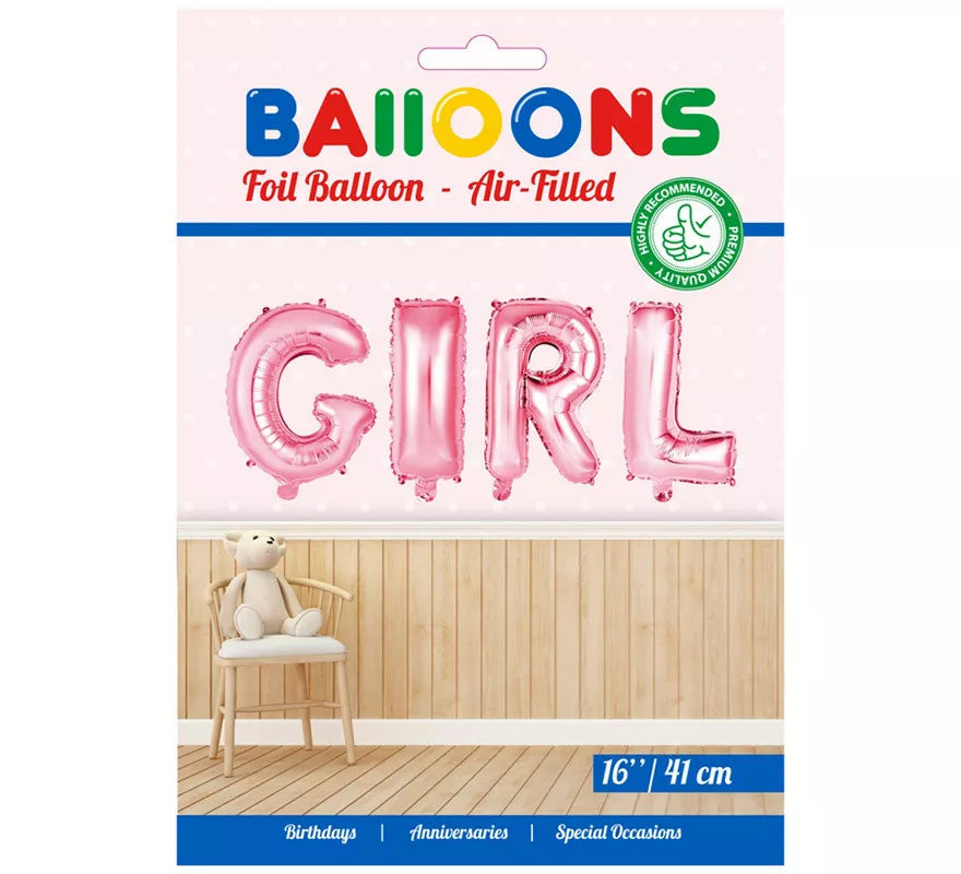 Translation missing: en.Globo de Foil GIRL Rosa 41 cm