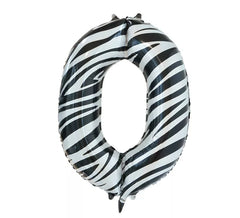 Foil Balloon Number 0 Zebra Color 86 cm