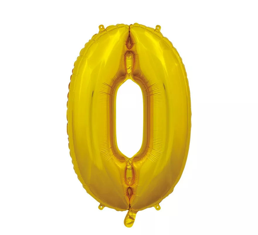 Translation missing: en.Globo de Foil Número 0 color Oro de 66 cm