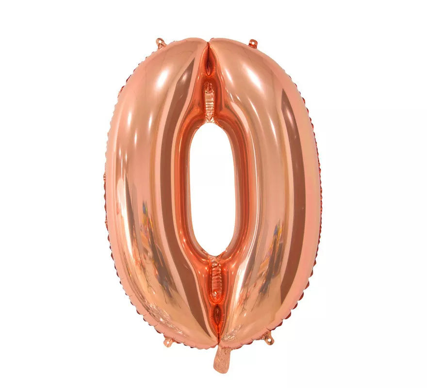 Translation missing: en.Globo de Foil Número 0 color Oro Rosa de 66 cm