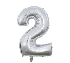 66 cm Silver Number 2 Foil Balloon