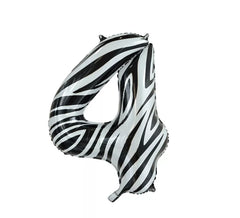 Foil Balloon Number 4 Zebra Color 86 cm