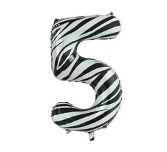 Foil Balloon Number 5 Zebra Color 86 cm
