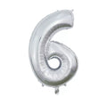 Globo de Foil Número 6 color Plata de 66 cm