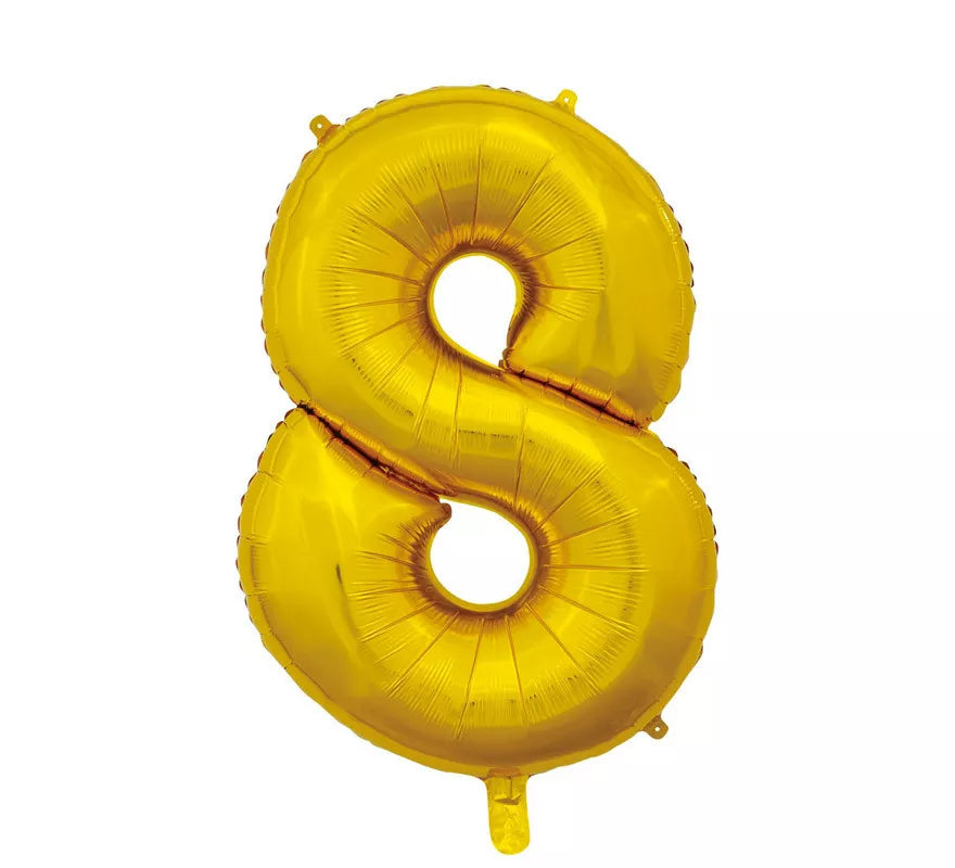 Translation missing: en.Globo de Foil Número 8 color Oro de 66 cm