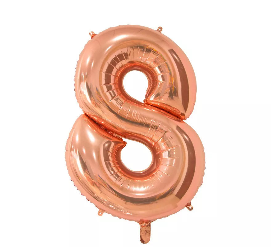 Translation missing: en.Globo de Foil Número 8 color Oro Rosa de 66 cm