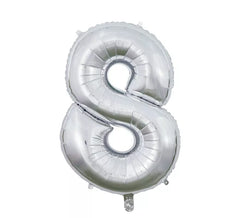 66 cm Silver Number 8 Foil Balloon