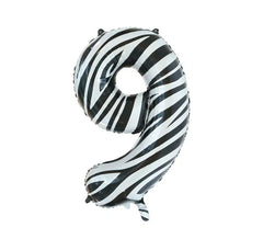 Foil Balloon Number 9 Zebra Color 86 cm