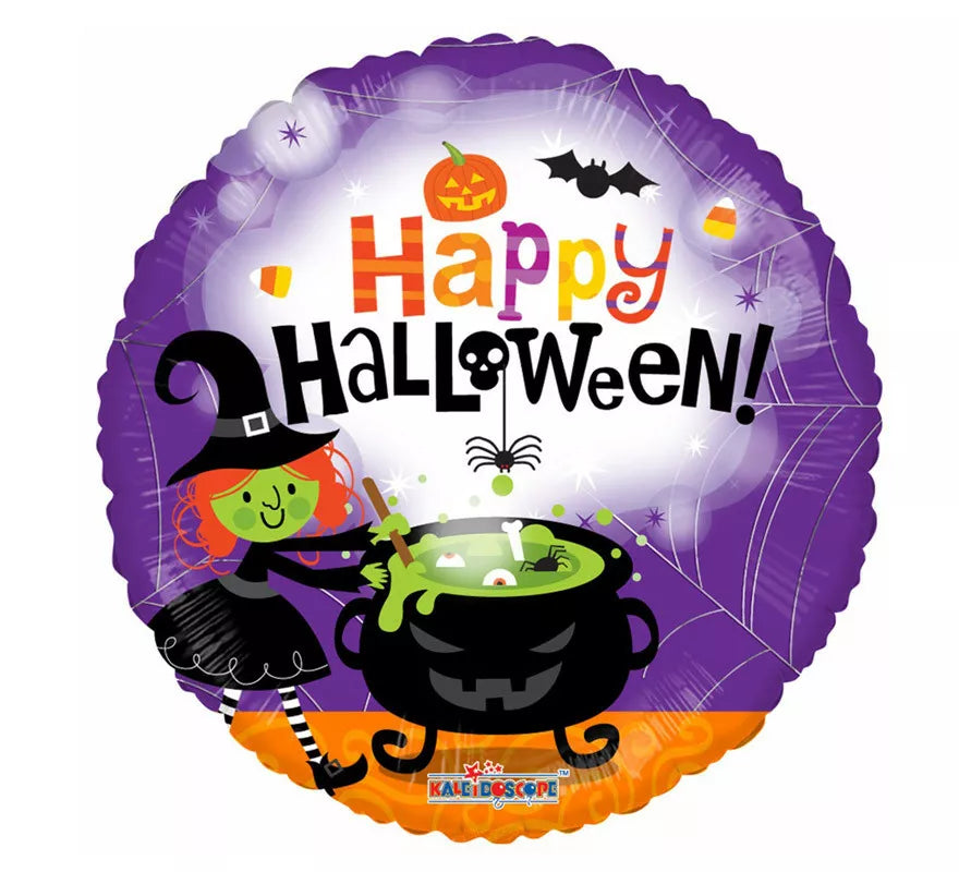 Translation missing: en.Globo de Foil Redondo de 46 cm Bruja Happy Halloween