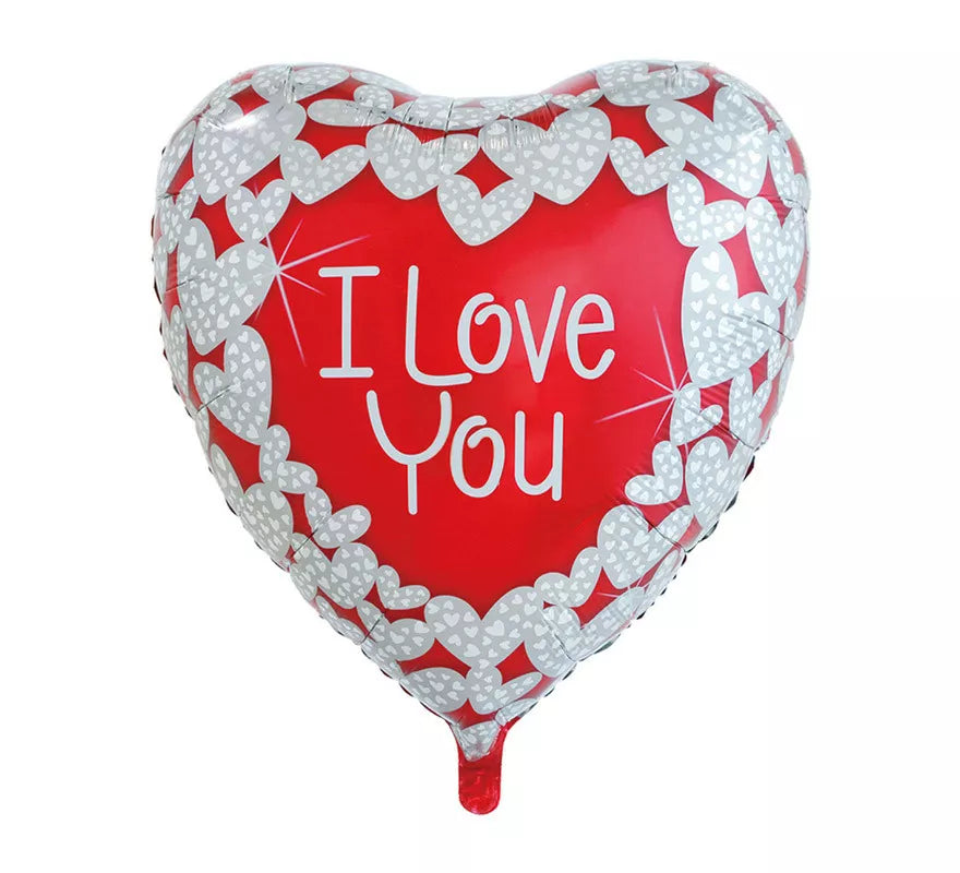 Globo de Foil XL Corazón I Love You Rojo & Blanco de 92 cm