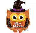 Globo Foil Metalizado de Búho Happy Halloween de 81 cm